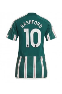 Manchester United Marcus Rashford #10 Voetbaltruitje Uit tenue Dames 2023-24 Korte Mouw